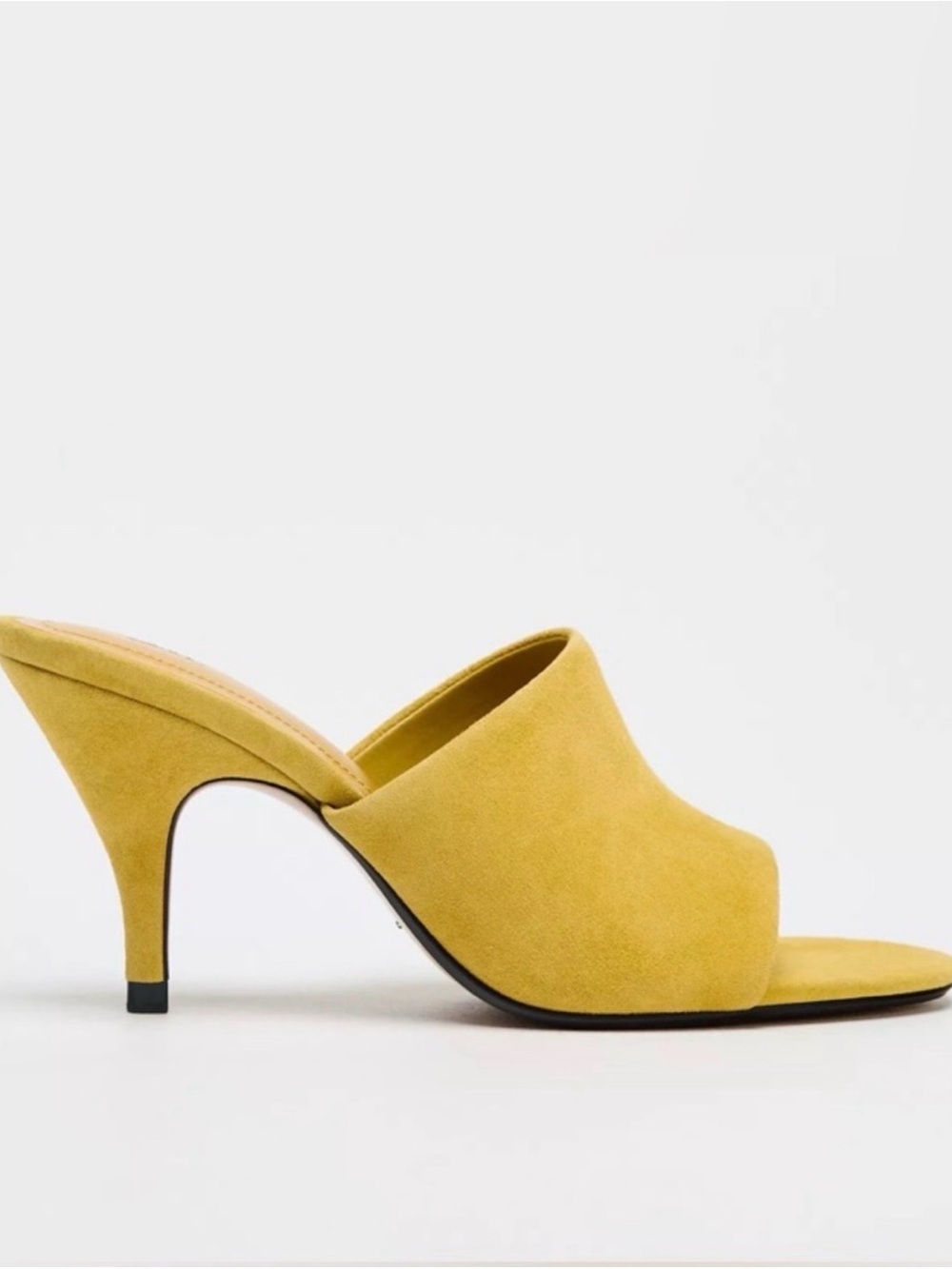 Zara Yellow Suede Open-Toe Mule Heels Size 7,5